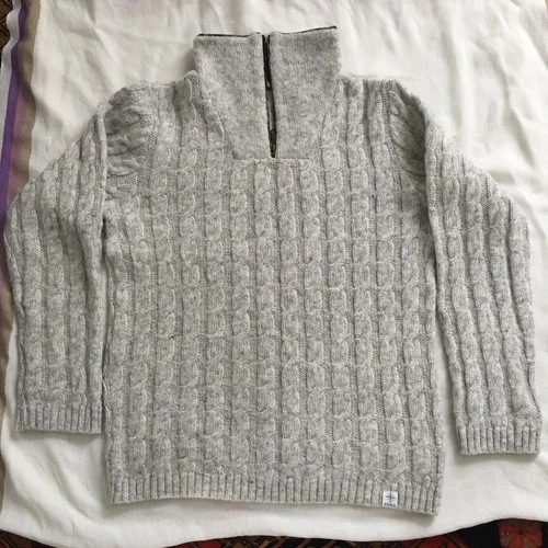 Icelandic KIDKA Made In Iceland Wool Cable Knit Half Zip Sweater Men XL