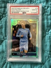 Topps 2021-22 Merlin Chrome UCL Cole Palmer Aqua Prism Refractor #76 PSA 10 RC