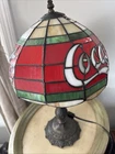 Vintage Coca Cola Tiffany Style PLASTIC Stained Glass Style Shade Lamp 15” Coke