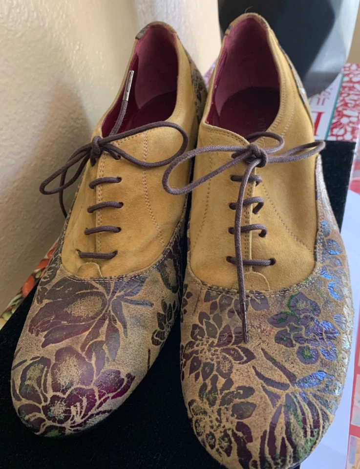 Zapatos Pons Quintana Floral Gamuza con Cuero Cuña Oxford EU 41 (US 11)) Foto 2 de 4