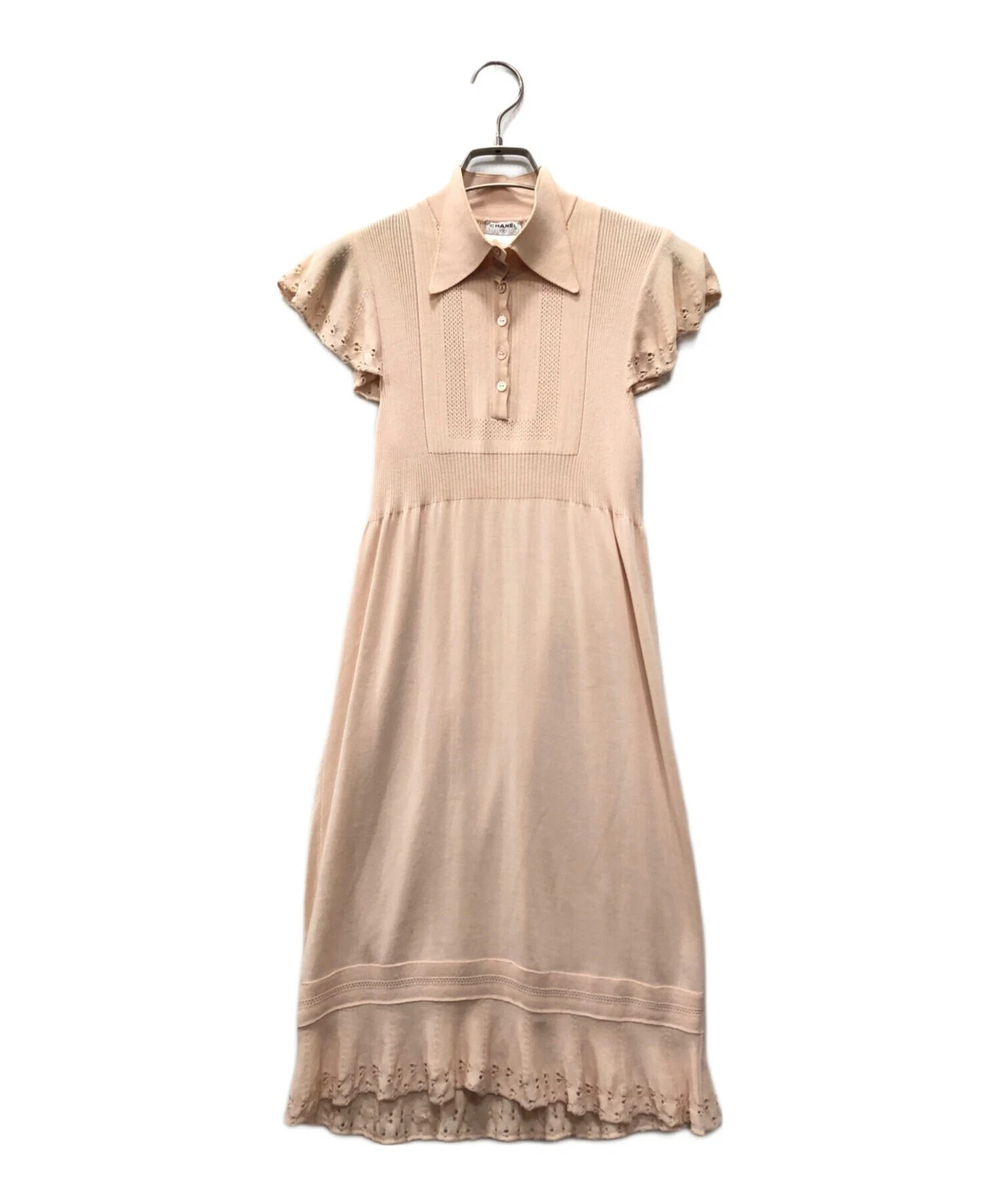 Chanel — CHANEL Pink French Sleeve Knit Dress Silk Blend Size 38 M France SR1982