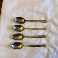 Vintage Silverplate Floral Teaspoons Set of 4