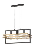 Dekorative HäNgelampe Metall Schwarz Gold G9 52 Cm Lange Esstisch Pendel Leuchte