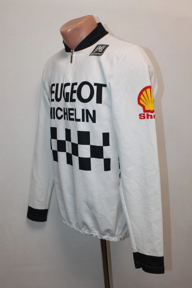 Santini Peugeot Shell Michelin SMS Vintage Cycling Jersey Size L Long 1984 1985 - Image 4 of 4
