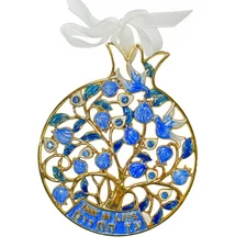Handcrafted Jeweled Hanukkah Pomegranate Ornament Judaica Wall Hanging 5"