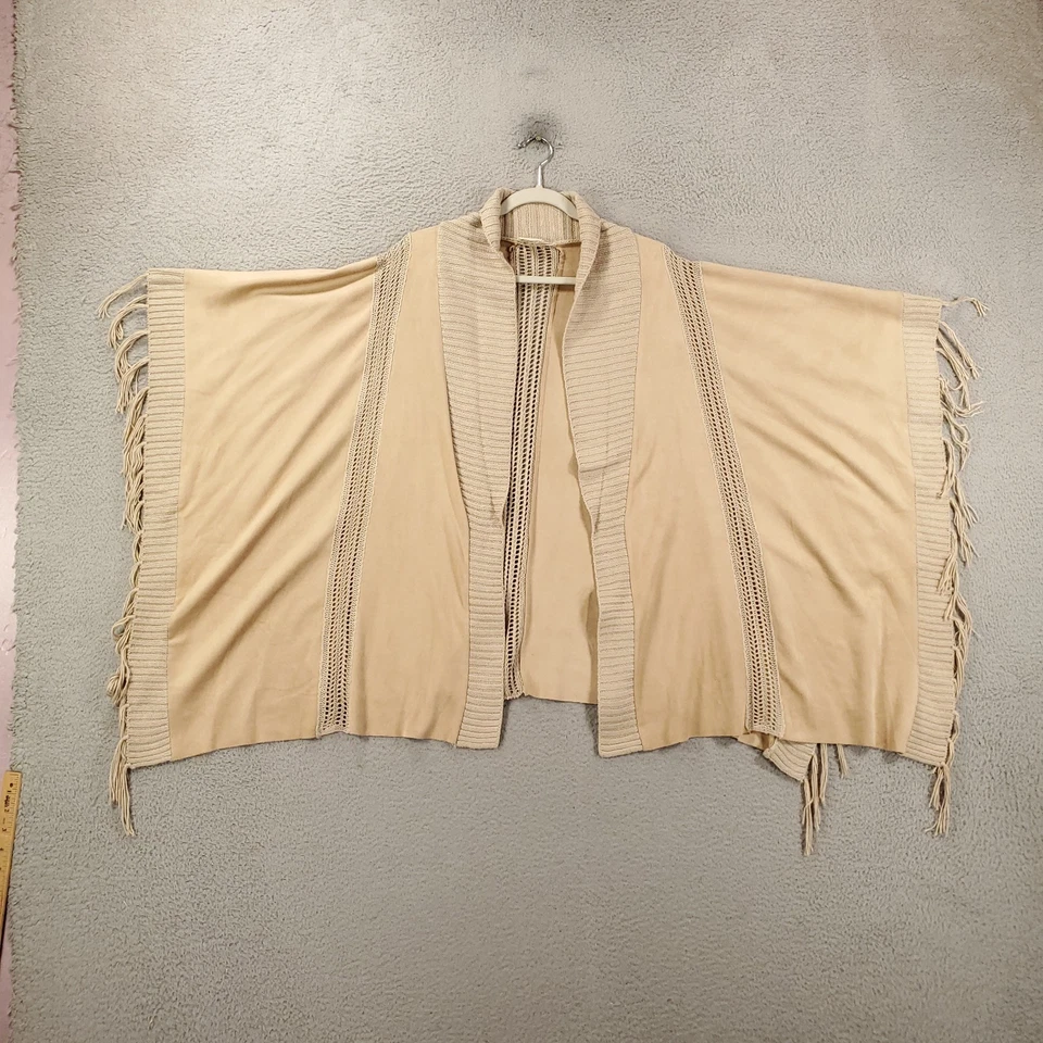 Kimono Chicos Talla Única Bronceado Imitación Gamuza Boho Borlas Flecos Recortes Tejidos Foto 2 de 4