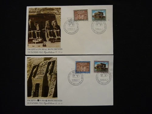 egyptology Egypt temples x2 FDC Vatican 1964