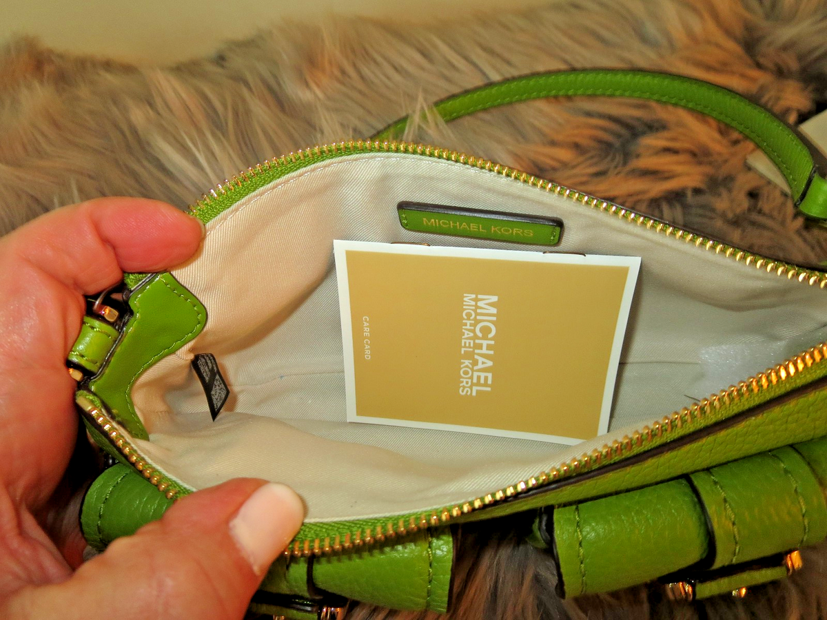 MICHAEL KORS MEADOW GREEN ZOE SMALL CONVERTIBLE POUCHETTE SHOULDER