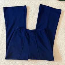 VTG 60s 70s Navy Blue Hippy Disco Wide Leg Flare Casual Pants Women s Sz 9/10
