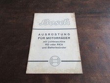 Bosch Ausr&uuml;stung Motorr&auml;der Lichtbatteriez&uuml;nder RD REA Katalog 1939