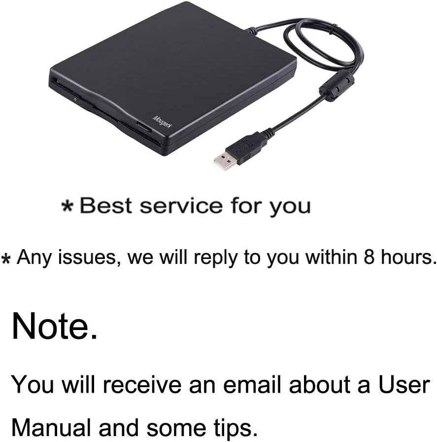 Mougerk USB Floppy Drive, 3.5" USB External Floppy Diskette Drive 1.44