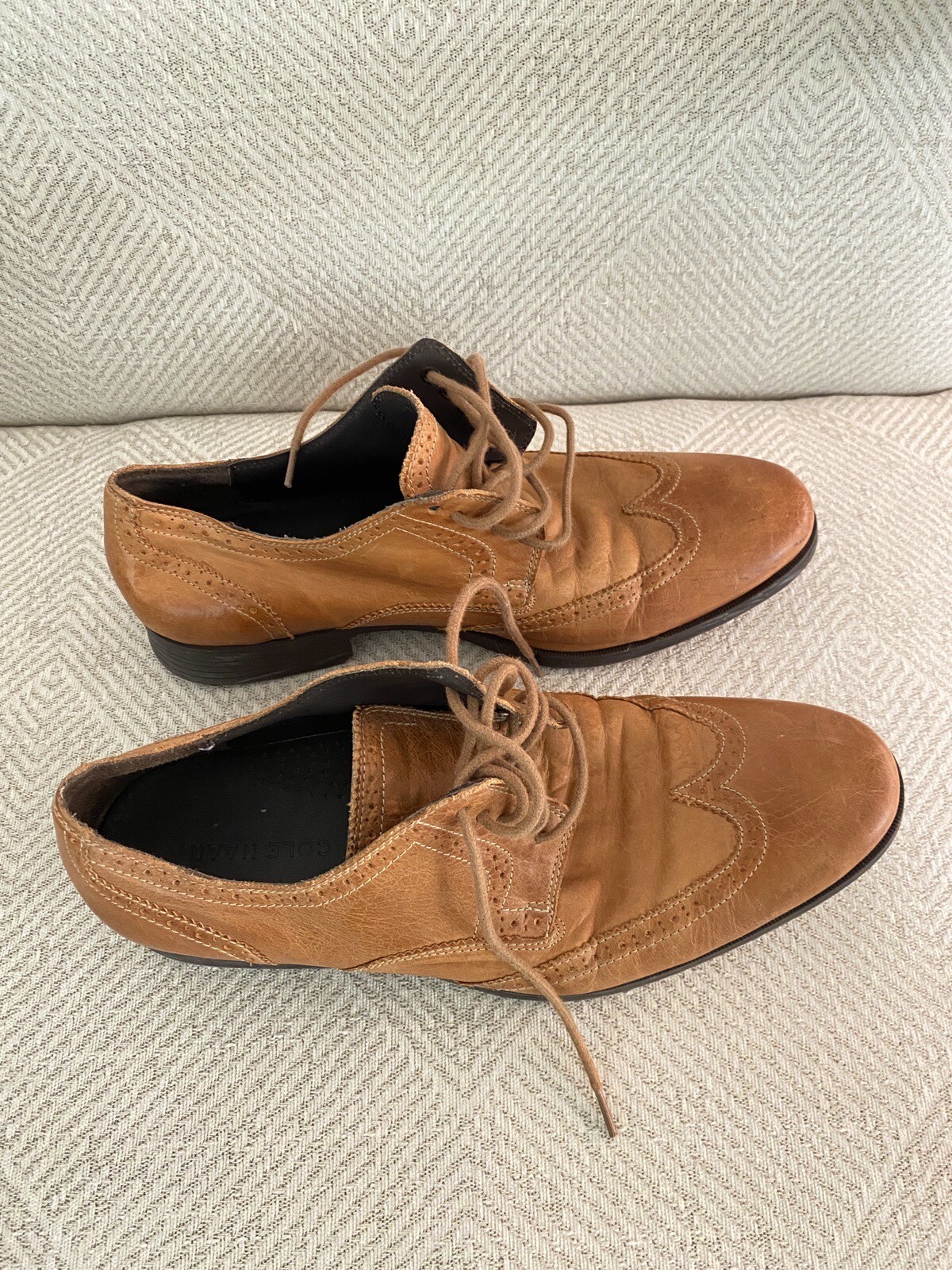 SAOLA Cole Haan Copley stringato wingtip derby Oxford marrone chiaro britannico taglia 8M