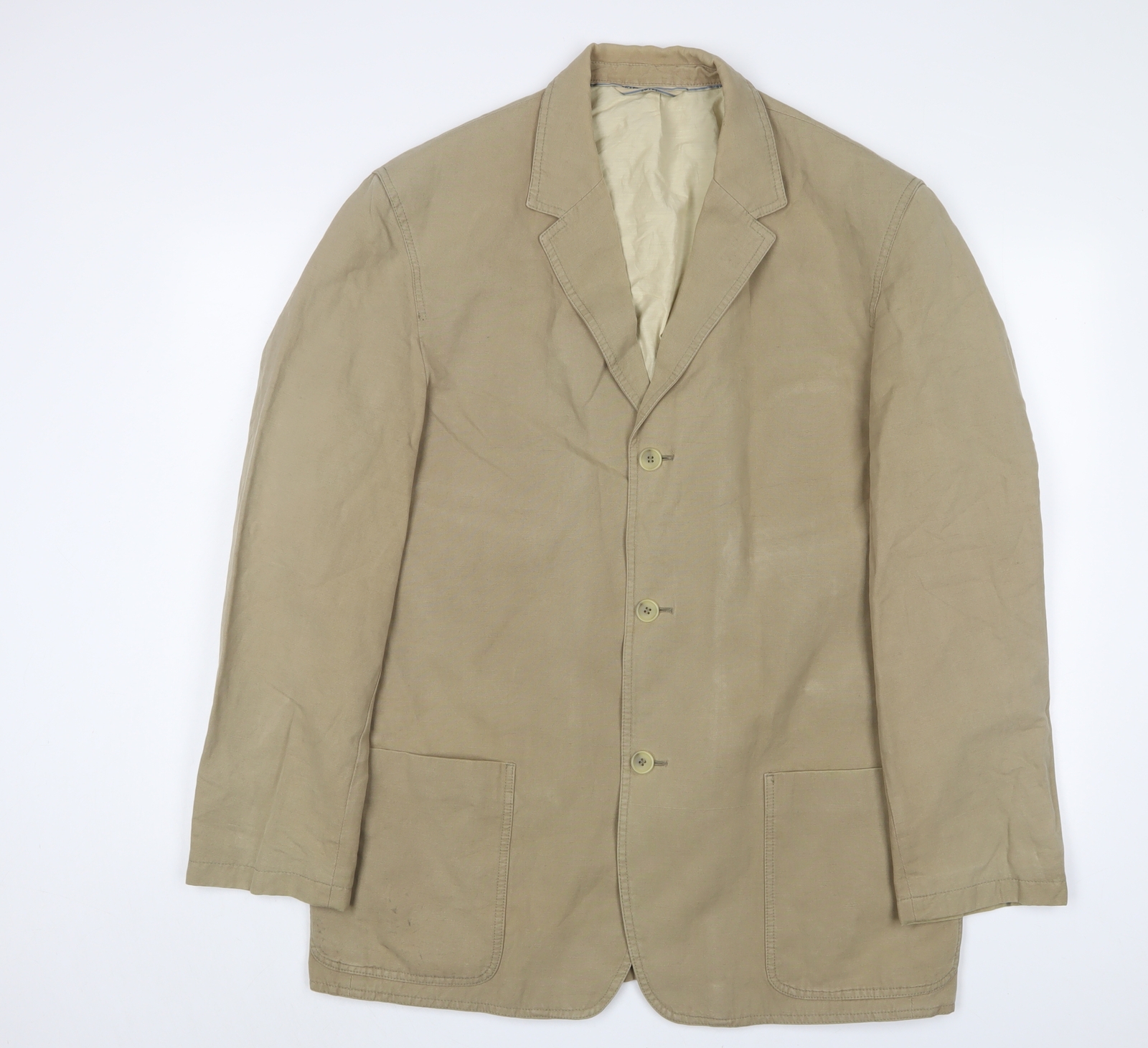 Chaqueta de motociclista beige barrida para hombre talla L botón - bolsillo interior