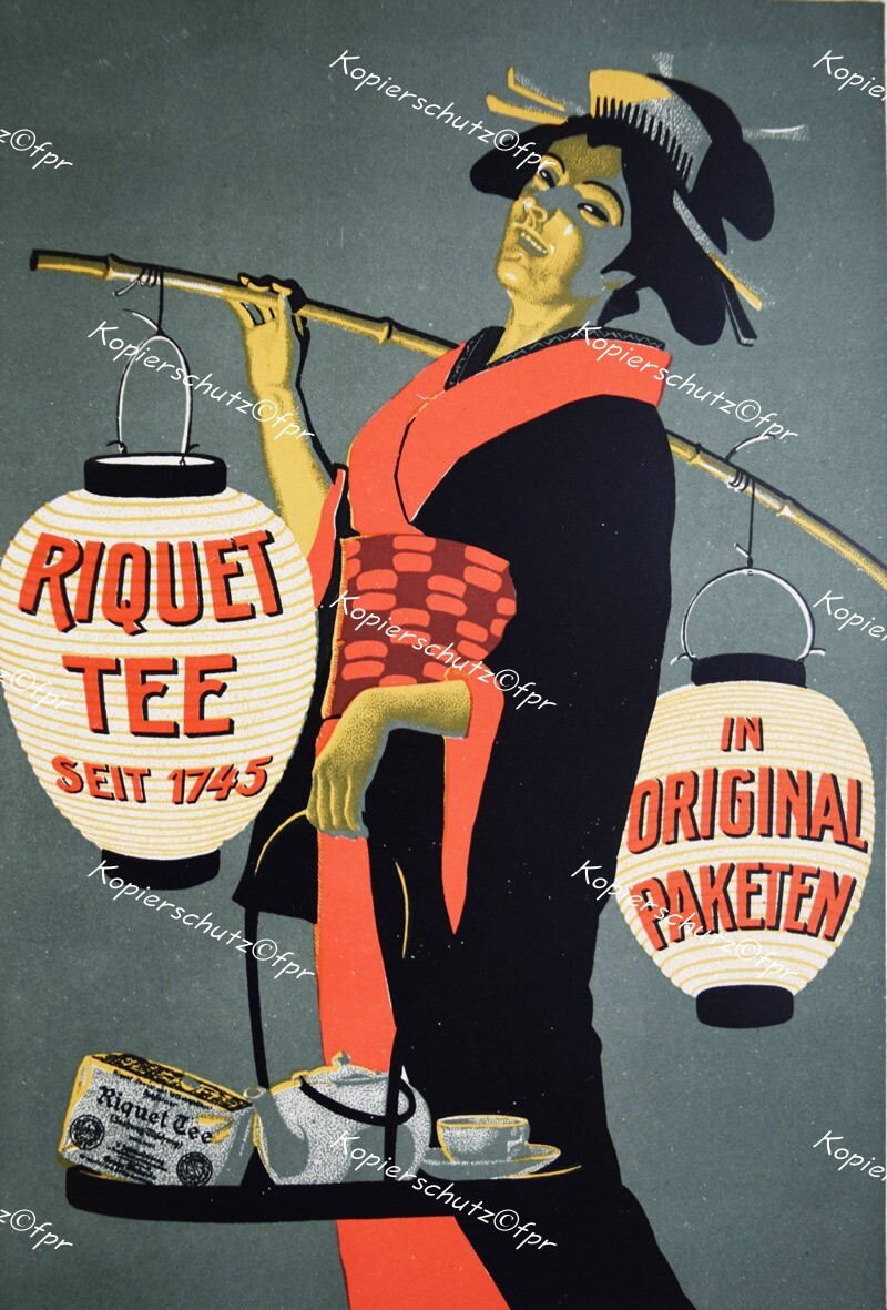 Riquet Tee Leipzig publicidad cartel geisha Japón Tokio tea linterna lámpara