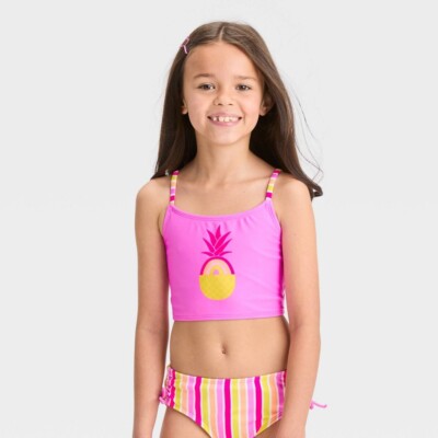 Girls' 'Pineapple Paradise' Midkini Swimwear Set - Cat & Jack  Pink/Yellow XL