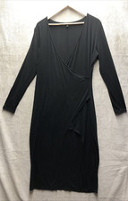 Express Women’s Dress Size Large Black Wrap Look Split Deep V Neck