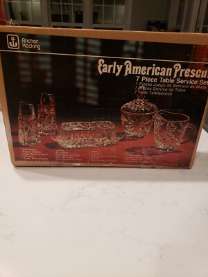 Anchor Hocking Table Service Set Early American Prescut 7 piece,  NIB 1970