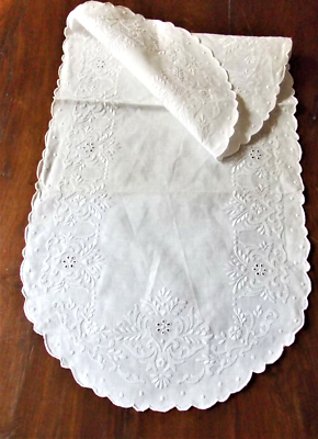 Lot De 3 Napperons Blancs Brodés Main – Vintage – 100% Coton Neuf Avec Étiquettes