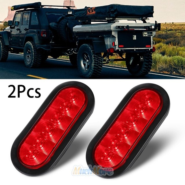 2x 6" Oval Rear LED Submersible Trailer Truck Boat Marker Tail Light