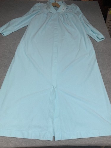 Vintage Shadow Line Womens Large Blue Long Caftan Robe Maxi Fleece Robe USA Made - Picture 5 of 11