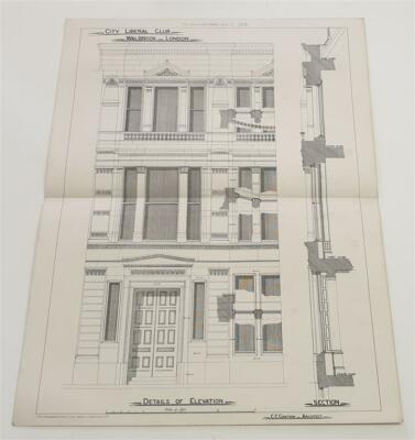BUILDING NEWS Elevation of City Liberal Club, Walbrook (1878)