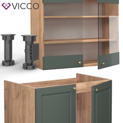 Cuisine Intégrée Vicco Fame-Line - Style Rustique 280cm - Chêne Vert Or
