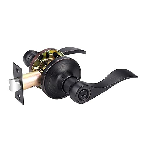 Wave Privacy Door Lever Oil Rubbed Bronze Bed and Bath Handle Interior Keyles...-image