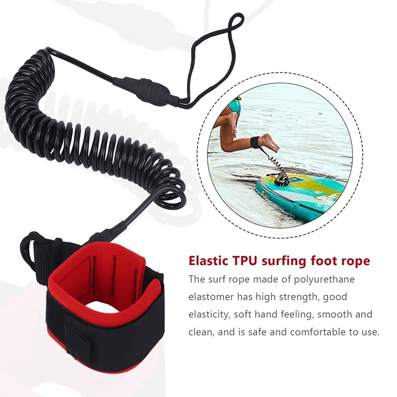 Coiled Surfboard Leash – Adjustable Ankle Rope For SUP, Bodyboard & Surfing (5ft Stretch)