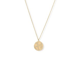 Authentic 14k Gold Plated 925 Silver CZ Zodiac Sagittarius Constellation 16+2" Necklace