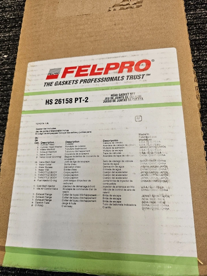 Junta de culata Fel Pro HS 26158 PT-2 para Toyota Corolla 2008 1,8 L Foto 2 de 4