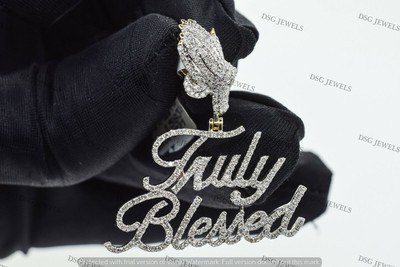 10K Silver Gold Plated New Year Special Truly Blessed Name Pendant Moissanite