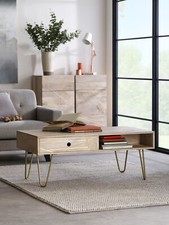 Coffee Table with Drawer Made from Solid Mango Wood Living Room Furniture