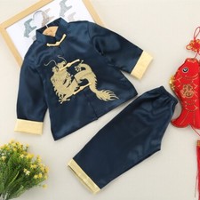 2Pcs/Set Kid Chinese Hanfu Tang Suit Toddler Boy New Year Clothes Kung Fu Outfit
