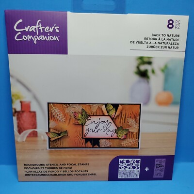 Crafters Companion Back to Nature Background Stencil and Focal Stamps New