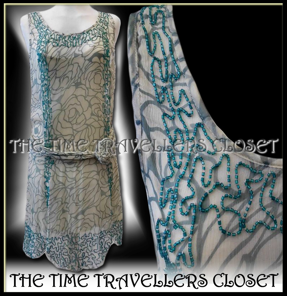 BNWT Kate Moss Topshop Ivory Green Embellished Scalloped Flapper Dress UK 8  36 4 | eBay