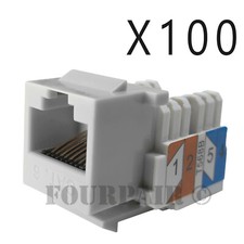 100x Pack Lot CAT6 Network RJ45 Port 110 Punch Down Keystone Snap-In Jack White