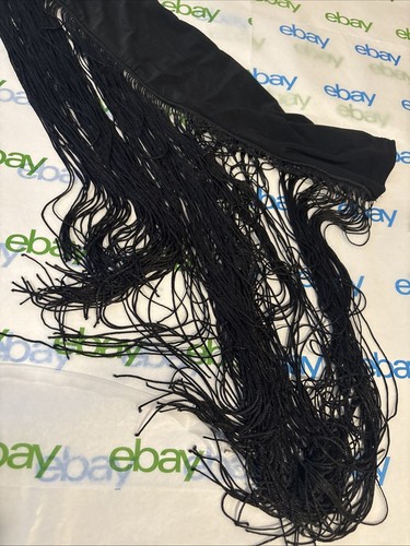 Nasty Gal Womens Plain Fringe Bodysuit Long Sleeve Black Size 4 - Picture 4 of 15