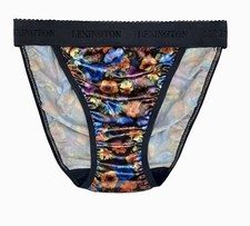 Rio Satin Panty Wide Waistband Vintage Floral Print M