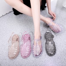 Ladies Jelly Sandals Girls Summer Casual Beach Glitter Shoes Breathable Flat