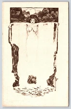 Abstract Art Woman Waterfall Dress Vintage Postcard