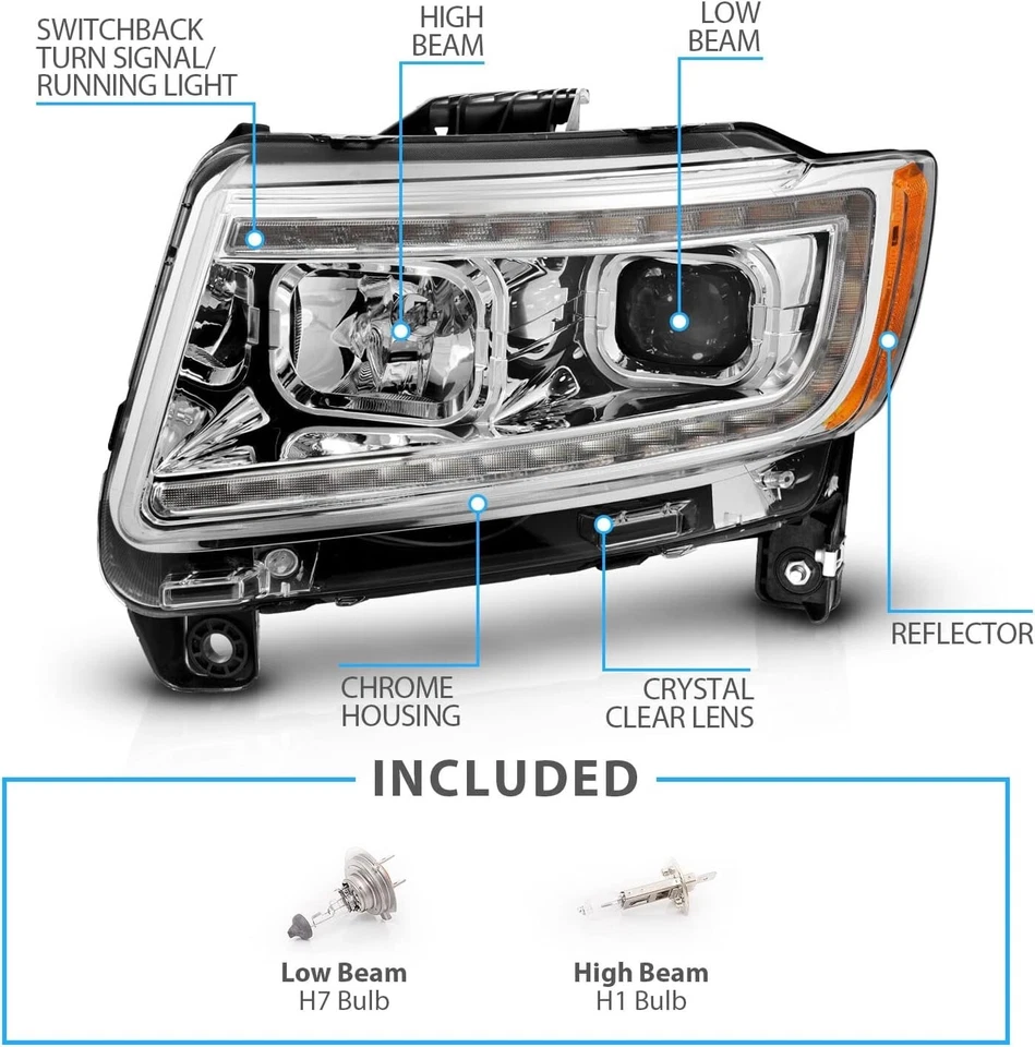 FOR 2011-2013 Jeep Grand Cherokee Switchback LED Sequential Chrome Headlights - Image 4 of 4