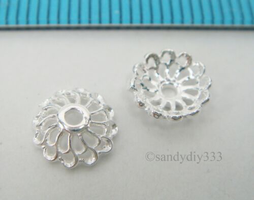 8x BRIGHT STERLING SILVER FLOWER BEAD CAP 7.2mm SPACER BEAD #2480 
