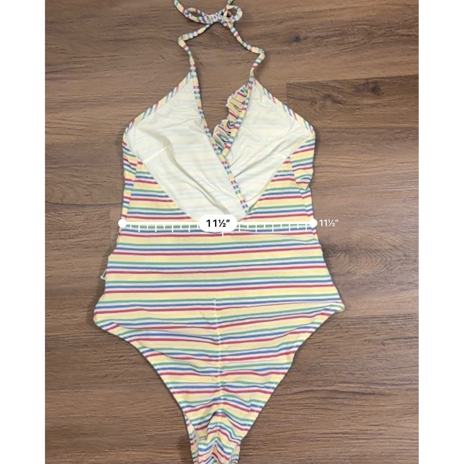 Solid & Striped Rainbow Striped Ruffle Halter One… - image 5