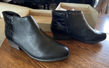 Stylish and comfortable CLARKS Women ADDIY ZORA Black Leather Zip Booties,NIB 8M