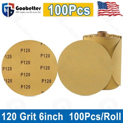 6 in 120 Grit PSA Sanding Disc Sticky Back Sandpaper 100 Roll Adhesive DA Sander