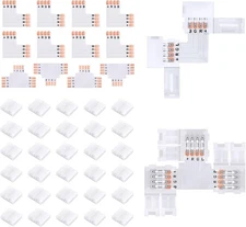 42Pcs 4 Pin LED Strip Connectors Kit for 8mm Wide RGB LED Strip Light,8MM-4PIN