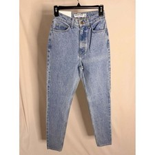 American Apparel High Waist Mom Jeans Medium Stone Wash Indigo 25 Made in USA