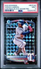 2025 BOWMAN CHROME PROSPECTS BLACK GEOMETRIC #BCP146 YEREMI CABRERA 7/10 PSA 9