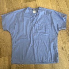 Cherokee Unisex Scrub Top Pocket V Neck Blue Medical Small