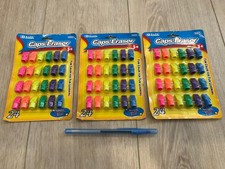  3 NEW Packs BAZIC Neon Pencil Top Erasers Colorful School Supplies